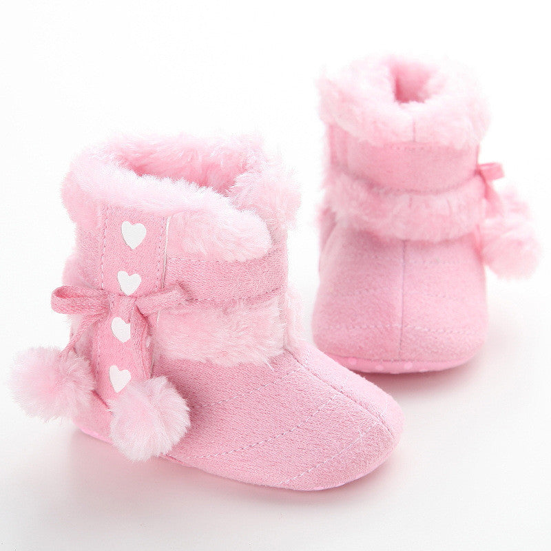 Cute Ball Winter Boots Fashion Soft Bottom Baby Moccasin Baby First Walkers Baby Warm Boots Non-slip Boots for Baby Girls - CelebritystyleFashion.com.au online clothing shop australia