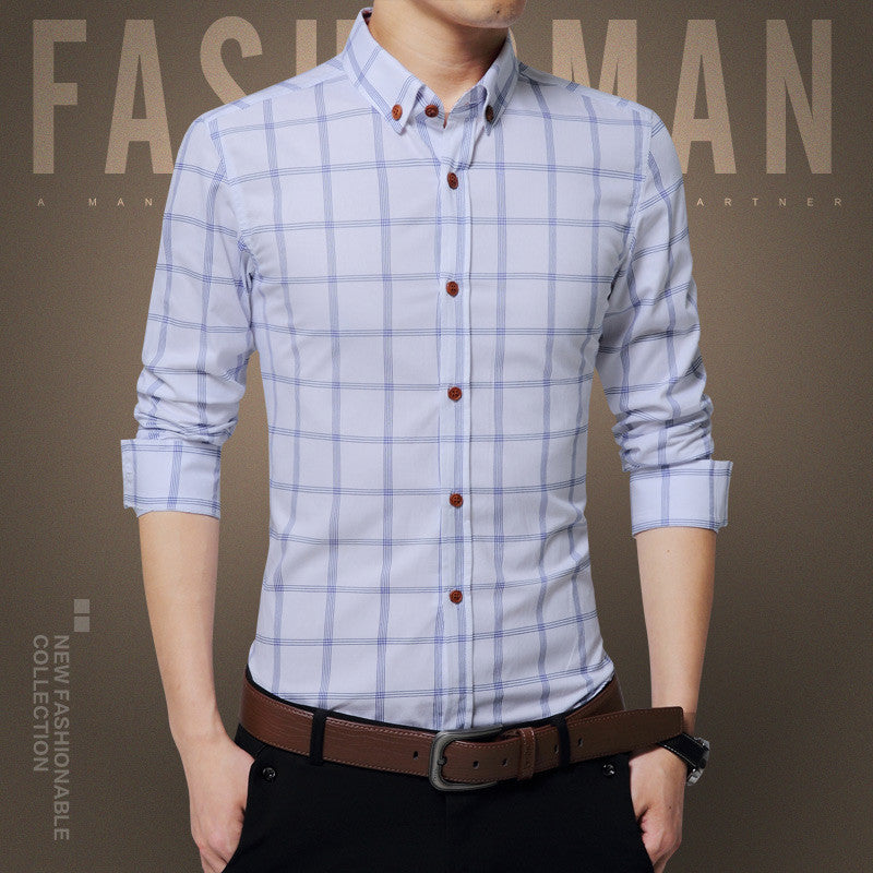 New Plaid Shirt Men Fashion Casual Long Sleeve Turn-Down Slim Fit Shirt Men High Quality Cotton Mens Dress Shirts Men Clothes - CelebritystyleFashion.com.au online clothing shop australia