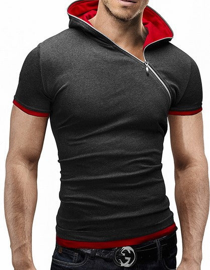 New Men's Tops Tees Summer Cotton O Neck Short Sleeve T Shirt Men Fashion Solid Hooded Slim T Shirts Mens - CelebritystyleFashion.com.au online clothing shop australia