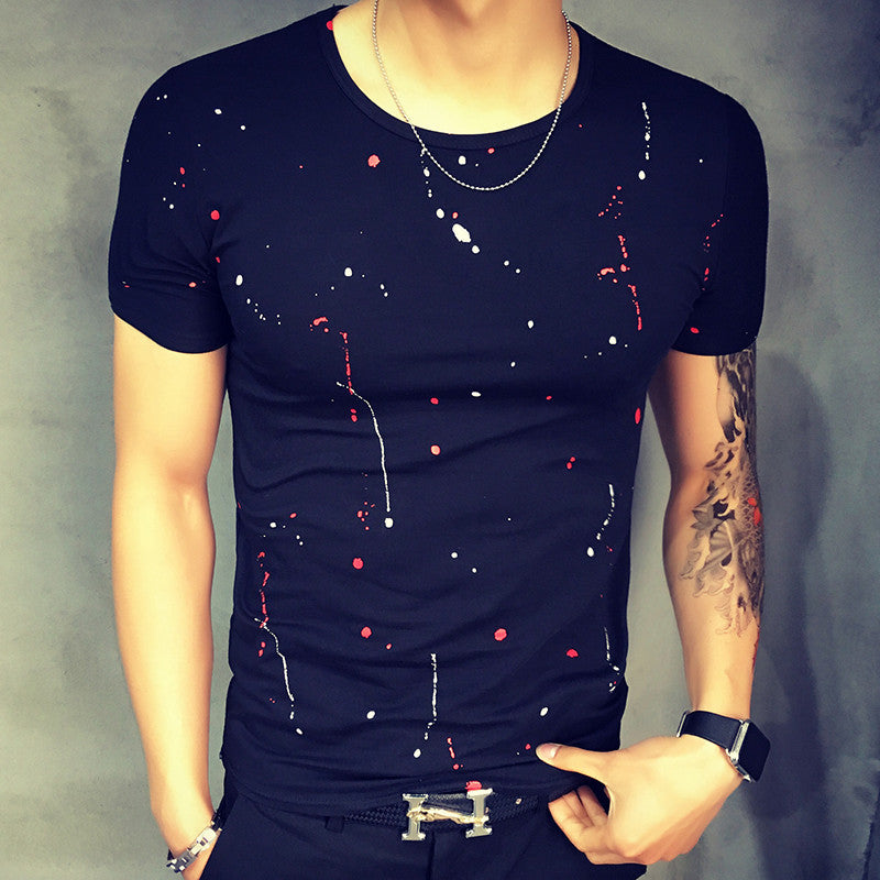 Summer New Dot Printed T Shirt Men Slim Fit T-Shirt For Men O-Neck Men T shirt Short Sleeve Mens Clothes Tee shirt Homme - CelebritystyleFashion.com.au online clothing shop australia