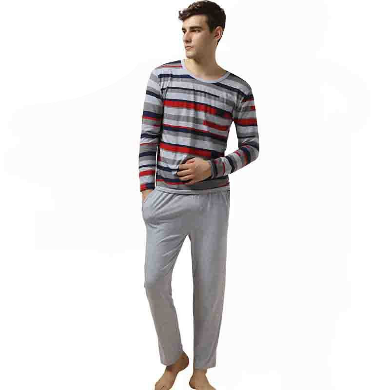 Qianxiu Pajamas Casual Stripes Men Pajama Set Plus Size Sleepwear Modal Cotton Lounge Wear - CelebritystyleFashion.com.au online clothing shop australia