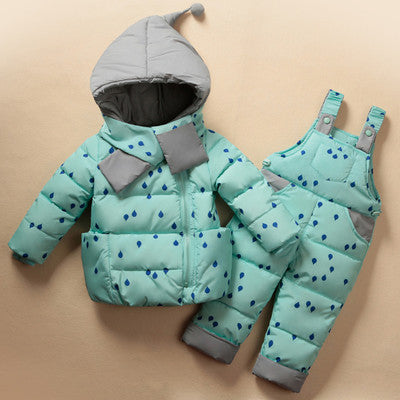 Winter Children's Clothing Set Kids Ski Suit Overalls Baby Girls Down Coat Warm Snowsuits Jackets+bib Pants 2pcs/set 0-5T - CelebritystyleFashion.com.au online clothing shop australia