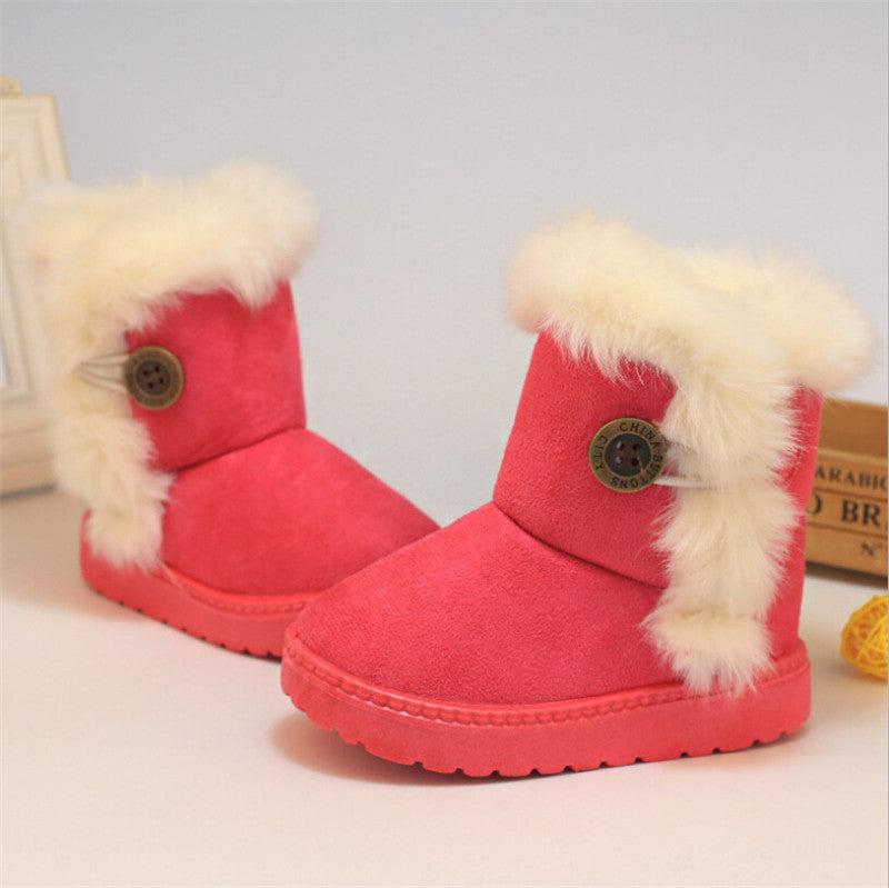 Winter Children's Boots Brown Plush Flat With shoes Baby Kids Boys Girls Boots cotton fabric Boot Warm Buckle Shoes 21-35 - CelebritystyleFashion.com.au online clothing shop australia