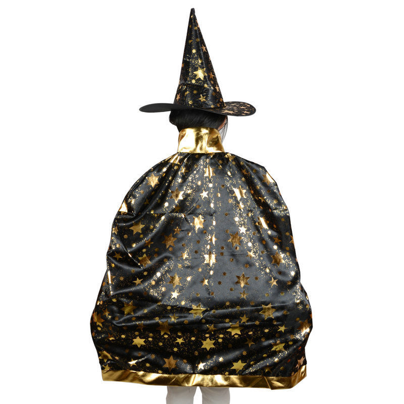 Boy Girl Kids Children Halloween Costumes Witch Wizard Cloak Gown Robe and Hat Cap Stars Fancy Cosplay for Children Boys Girls - CelebritystyleFashion.com.au online clothing shop australia