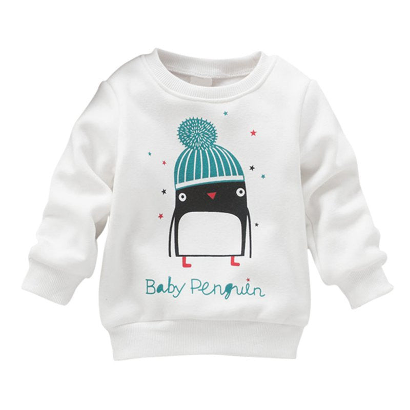 Kids Clothes Autumn Baby Girl Cute Long Sleeve Pullover Winter Warm Penguin Pattern Girls Thicken Sweatshirt Hoodies 0-3Y - CelebritystyleFashion.com.au online clothing shop australia