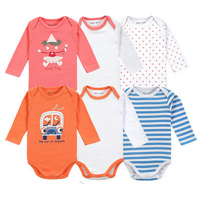 6 Pieces Brand Baby Girl Clothes Boy Long Sleeve Bodysuits New Born Clothing With Character Printed Infant Jumpsuit Overall - CelebritystyleFashion.com.au online clothing shop australia