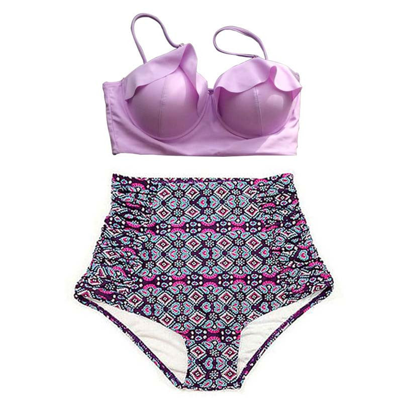 TQSKK New Bikinis Women Swimsuit High Waist Bathing Suit Plus Size Swimwear Push Up Bikini Set Vintage Retro Beach Wear XXL - CelebritystyleFashion.com.au online clothing shop australia