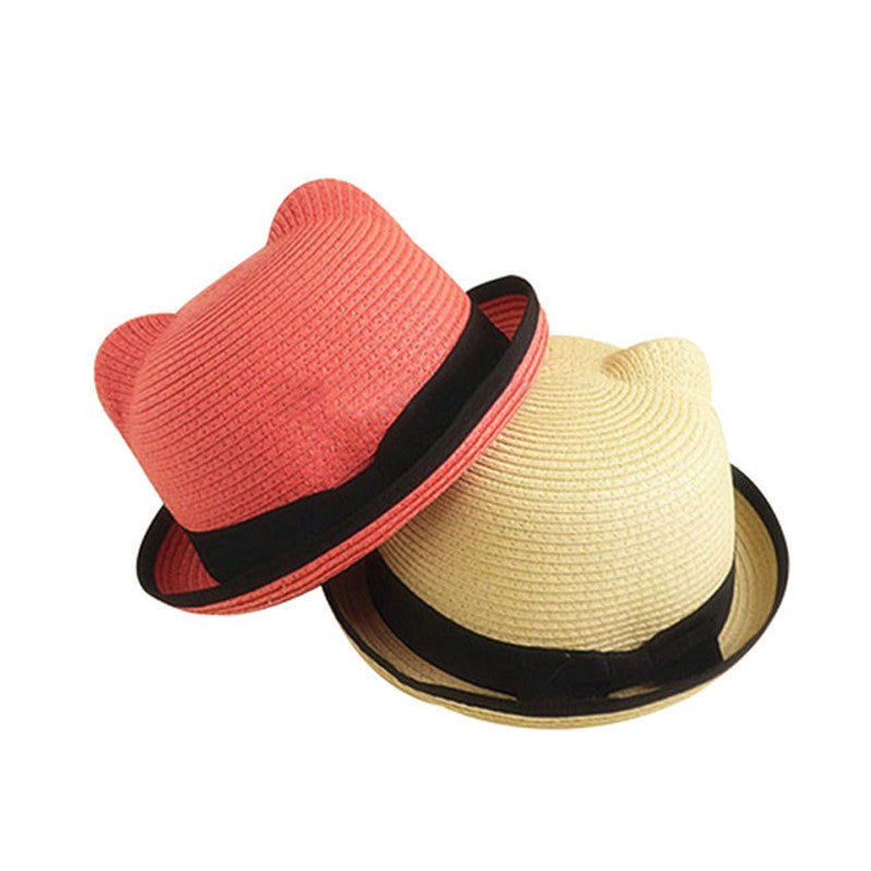 Kids Straw Hats Fedora Hat Children Beach Sun Baby Ear Vintage Baby Boy And Girl Wide Brim Floppy Panama - CelebritystyleFashion.com.au online clothing shop australia