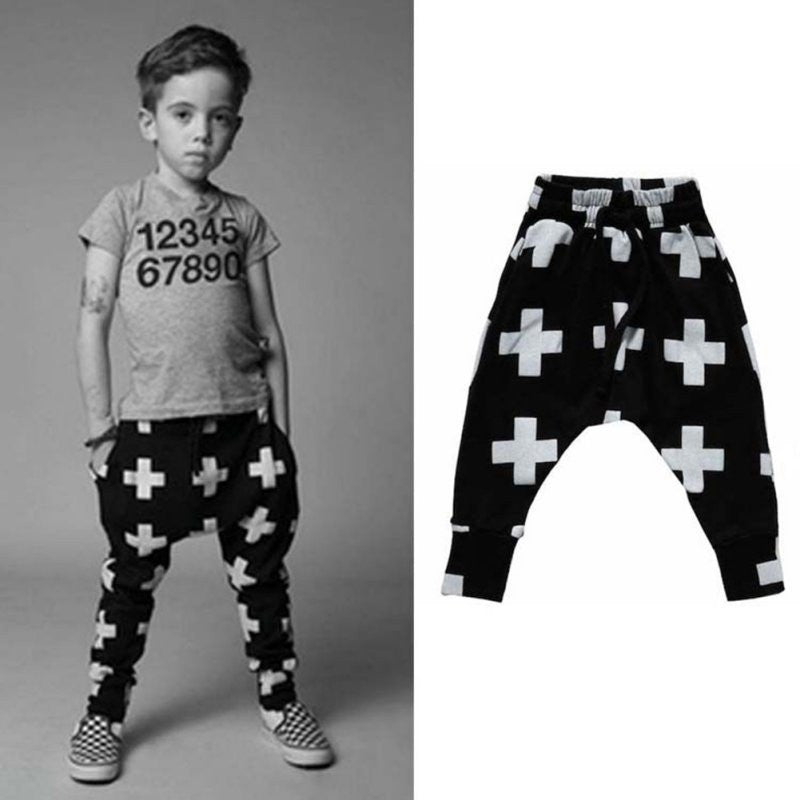 Baby Boy Girls Cotton Cross Pattern Bottoms Harem Pants Hip-Pop Trousers For 2-6Y - CelebritystyleFashion.com.au online clothing shop australia