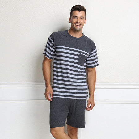 Summer Pijama Classic Stripe Lounge Wear Short-sleeve pants Male Pajama Set - CelebritystyleFashion.com.au online clothing shop australia