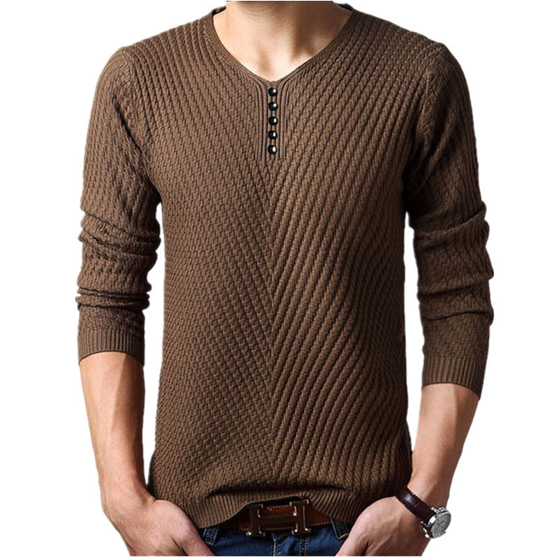 New Winter Henley Neck Sweater Men Cashmere Pullover Christmas Sweater Mens Knitted Sweaters Pull Homme Jersey Hombre - CelebritystyleFashion.com.au online clothing shop australia