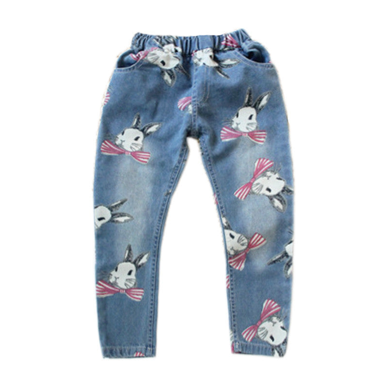 Brand SK Girls Clothing Casual Rabbit Print Jeans for Girls Fashion Kids Clothes Autumn Straight Pants - CelebritystyleFashion.com.au online clothing shop australia