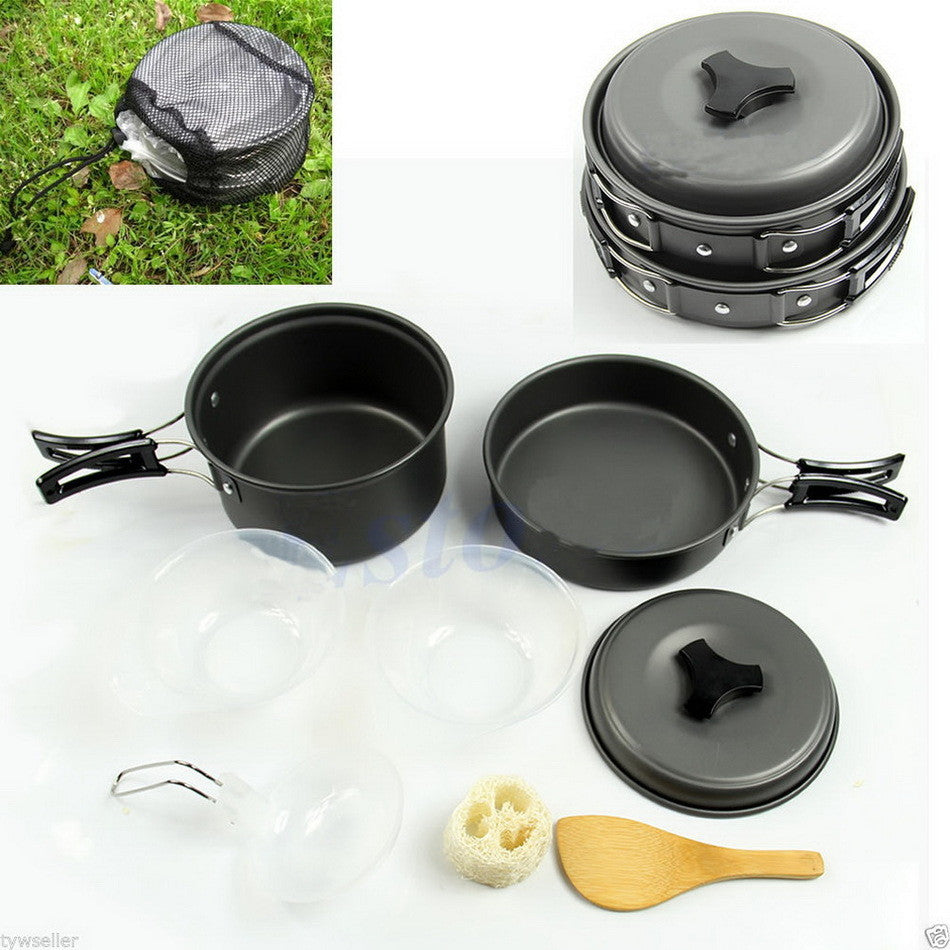 8pcs Outdoor Camping Hiking Cookware Backpacking Cooking Picnic Bowl P