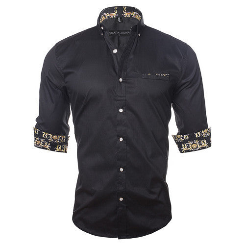 Men's Shirt Dress Fashion Mens Shirts Casual Style Long Sleeve Solid Cotton Slim Fit Dress Male Shirts N780 - CelebritystyleFashion.com.au online clothing shop australia