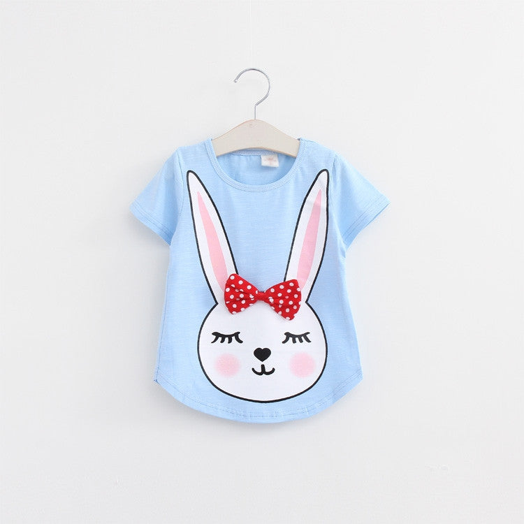 Baby T Shirts for girls Cotton Short Sleeve Rabbit cartoon Print Brand Tees Spring Kids cute Tops Girl T-shirt - CelebritystyleFashion.com.au online clothing shop australia