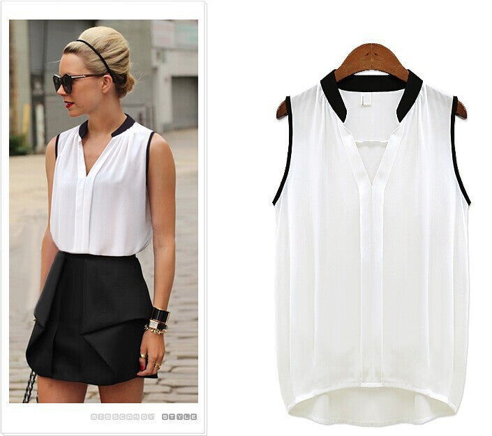 New Summer Fashion Solid Chiffon Women Blouses O-Neck Sleeveless Sexy Shirt Casual Tops Clothing Blusas - CelebritystyleFashion.com.au online clothing shop australia