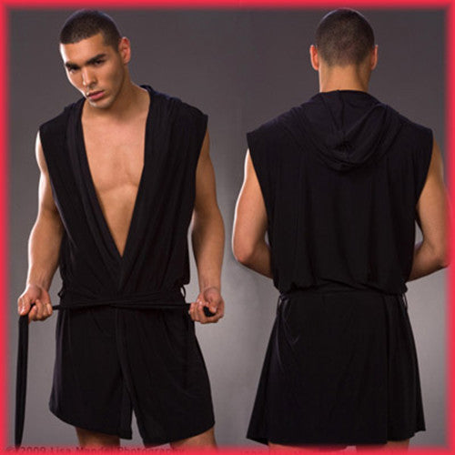 Men's robes comfortable casual bathrobes sleeveless Viscose sexy Hooded robe homewear mens sexy sleepwear lounge clothes - CelebritystyleFashion.com.au online clothing shop australia