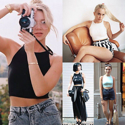 Fashion Women Tank Tops White Black O-Neck Sleeveless Sexy Crop Top Bodycon  Fitness Vest Ladies Streetwear Camis Ladies Clothes 