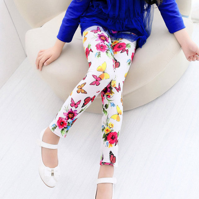 2-7years kids fashion cute cat leggings girls lovely flower leggings children long sleeve skinny pants - CelebritystyleFashion.com.au online clothing shop australia