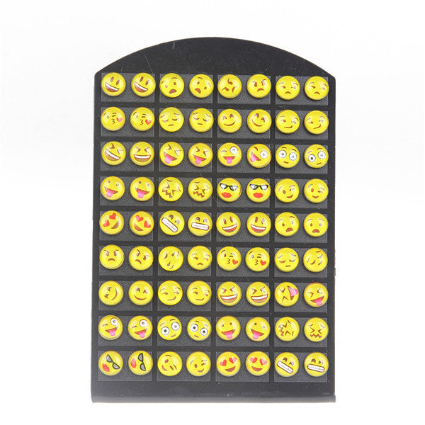 Cute 36 pairs Round Yellow Happy Face Emoji Stud Earrings Funny Smiley Earring For women Girl Christmas Gift - CelebritystyleFashion.com.au online clothing shop australia