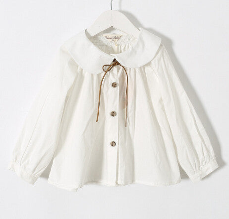 spring Girls long sleeve cotton White girl blouses child cute turn-down collar shirt tops School shirts Kids Girl Blouse - CelebritystyleFashion.com.au online clothing shop australia