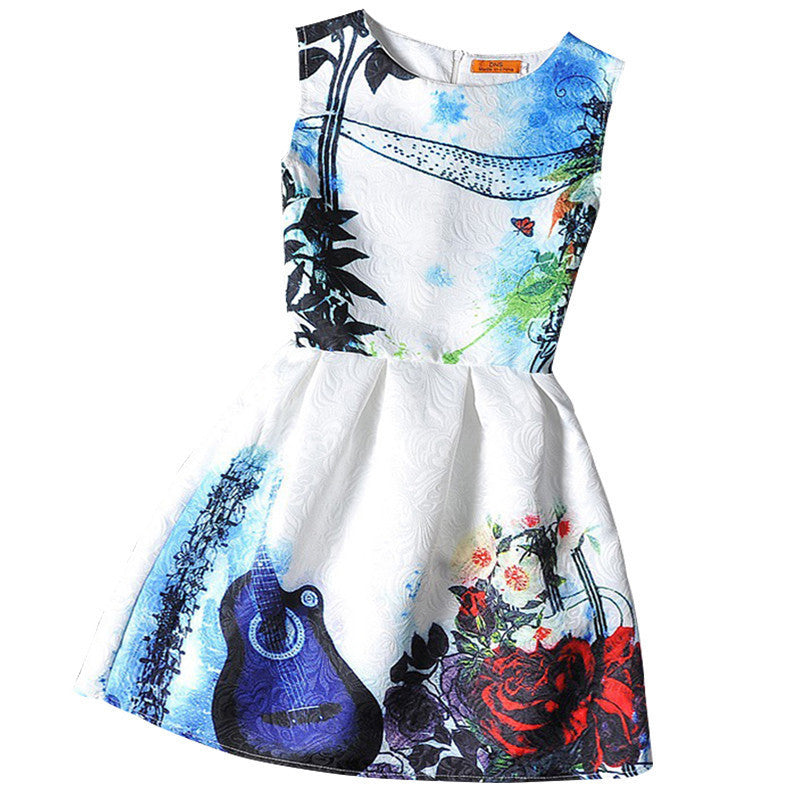 kids Dress Girl Dress Summer Style Sleeveless Printed Kids Dresses Girls Clothes Party Princess Dress Vestidos christmas - CelebritystyleFashion.com.au online clothing shop australia