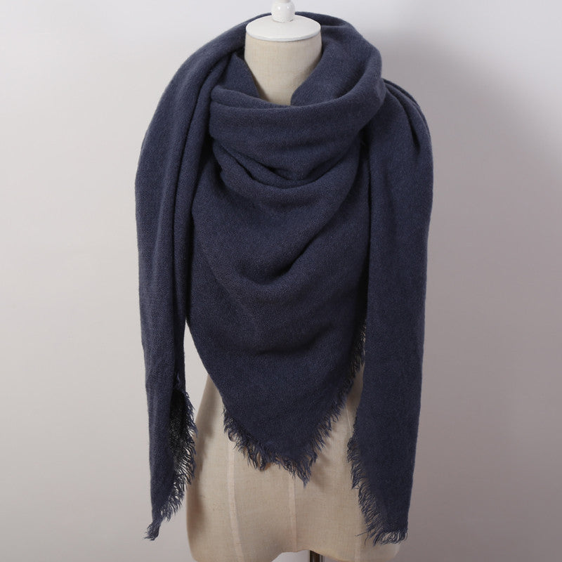 Fashion Solid Color Winter Square Scarf Women Oversize Blankets Luxury brand Shawl Cashmere echarpe Cape Size 140cmx140cm - CelebritystyleFashion.com.au online clothing shop australia