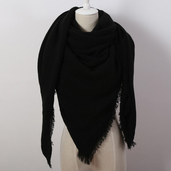 Fashion Solid Color Winter Square Scarf Women Oversize Blankets Luxury brand Shawl Cashmere echarpe Cape Size 140cmx140cm - CelebritystyleFashion.com.au online clothing shop australia