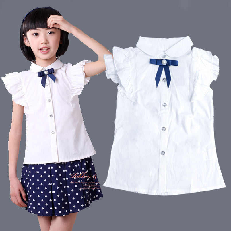 Summer Girls White Blouse Short Shirt For Girls Blouses School Teenage Girls Top Kids Clothes - CelebritystyleFashion.com.au online clothing shop australia