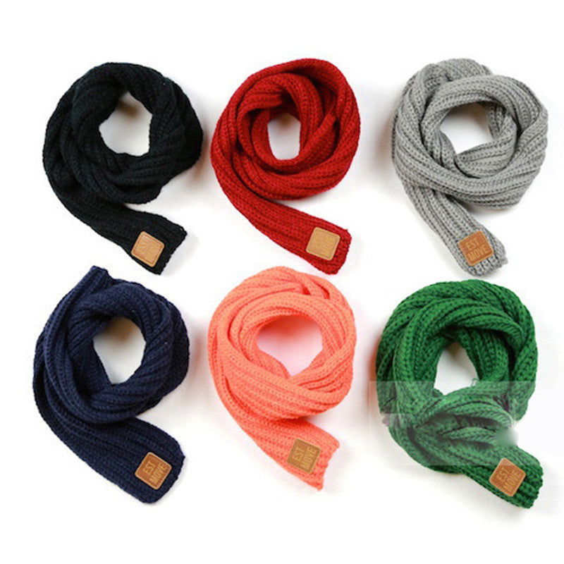 New Children Winter Unisex Solid Color Woolen Yarn Warm Soft Knit Neckerchief Scarves Girls Boys Kids Scarf Wraps FHJ457 - CelebritystyleFashion.com.au online clothing shop australia