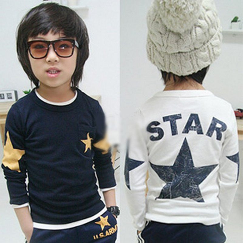 Kids Boy Toddler Baby Shirts Star Pattern Long Sleeve Tops T-shirt Spring Clothing - CelebritystyleFashion.com.au online clothing shop australia