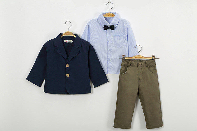 Children clothing New fashion gentlemen kids casual boys clothing sets coat jacket T-shirt pants 3 pcs sports suit sets - CelebritystyleFashion.com.au online clothing shop australia