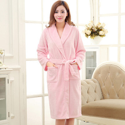 Lovers Luxury Silk Flannel Winter Long Bathrobe Mens Kimono Bath Robe Men Women Night Dressing Gown Male Bathrobes - CelebritystyleFashion.com.au online clothing shop australia