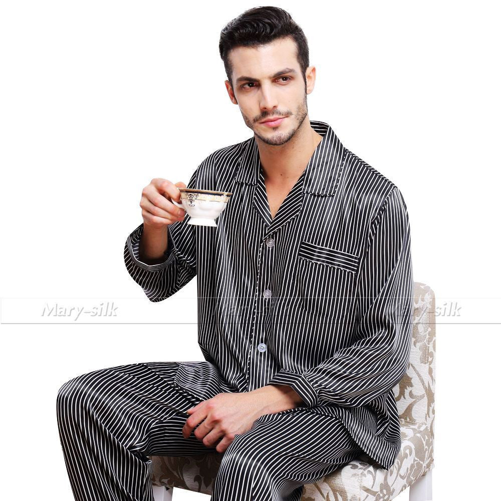 Mens Silk Satin Pajamas Set Pajama Pyjamas PJS Sleepwear Set Loungewear - CelebritystyleFashion.com.au online clothing shop australia