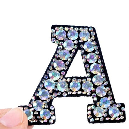 patches rhinestone parches English alphabet letter applique 3D iron on patches for clothing badge paste clothes patch