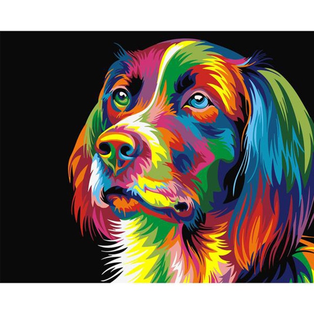 color Dog series Diy painting number diy oil paint by numbers kit painting canvas painting by numbers for kids adults art paint