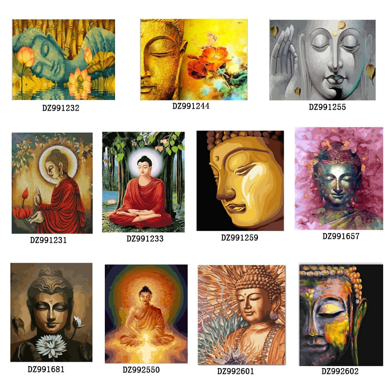 buddha pictures canvas art painting diy oil paint by numbers custom paint by numbers set wall decor seven wall arts