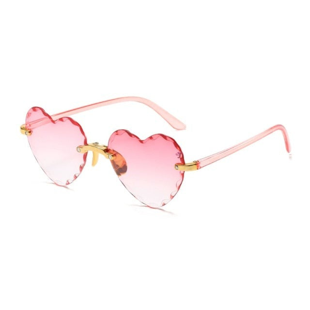Heart Shape Women Sunglasses Brand Designer Lovely Rimless Sun Glasses For Female Vintage Pink Ladies Shades