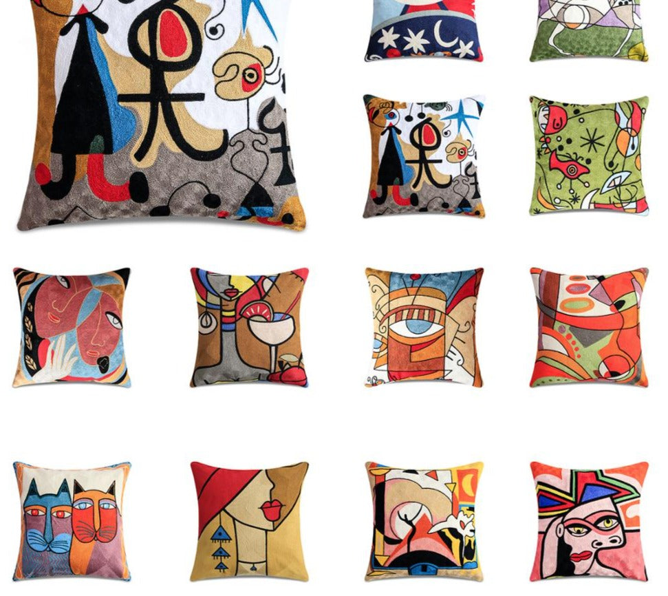 Embroidery Pillowcase Cushions Covers Picasso Decorative Throw Pillows Covers for Sofa Car Abstract Pillowcase