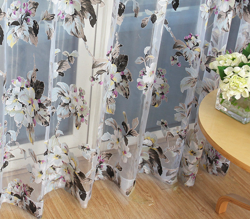 Organza Window Tulle Curtains for Living Room Bedroom Kitchen Sheer Curtains Yarn Curtain Floral Ready Made