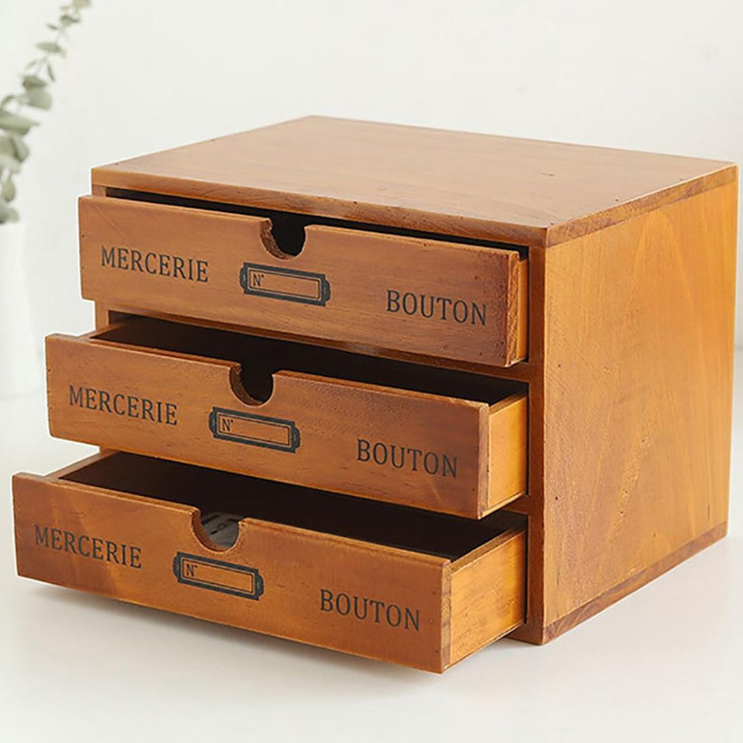 Vintage Wooden Box Storage Drawer Wooden Chest Of Drawers Jewelry Cosmetics Organizer Office Home Decoration Desktop Storage Box