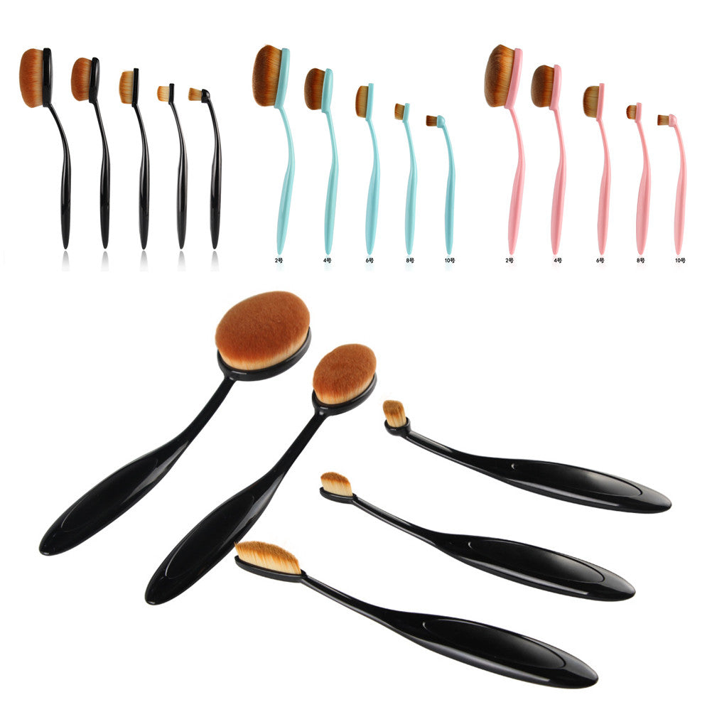 5 Pcs Cosmetic Oval Toothbrush Blush Powder Foundation Beauty Eyeshadow Makeup Brushes Set Kit Accessories High Qality