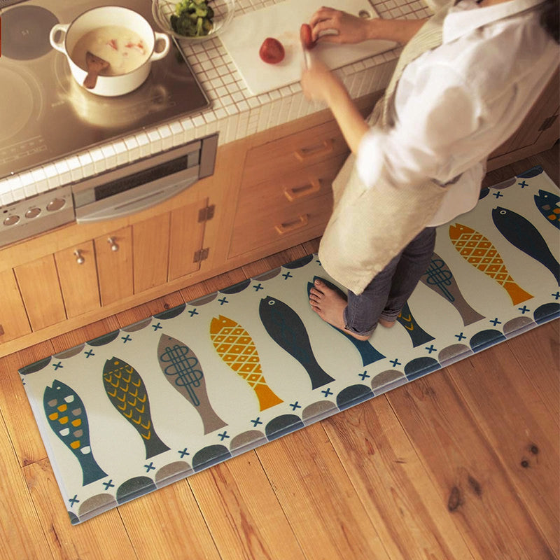 Modern Coral Velvet Kitchen Mat Breathable Water Absorbent Anti Silp Ware Fish Kitchen Carpet High Quality