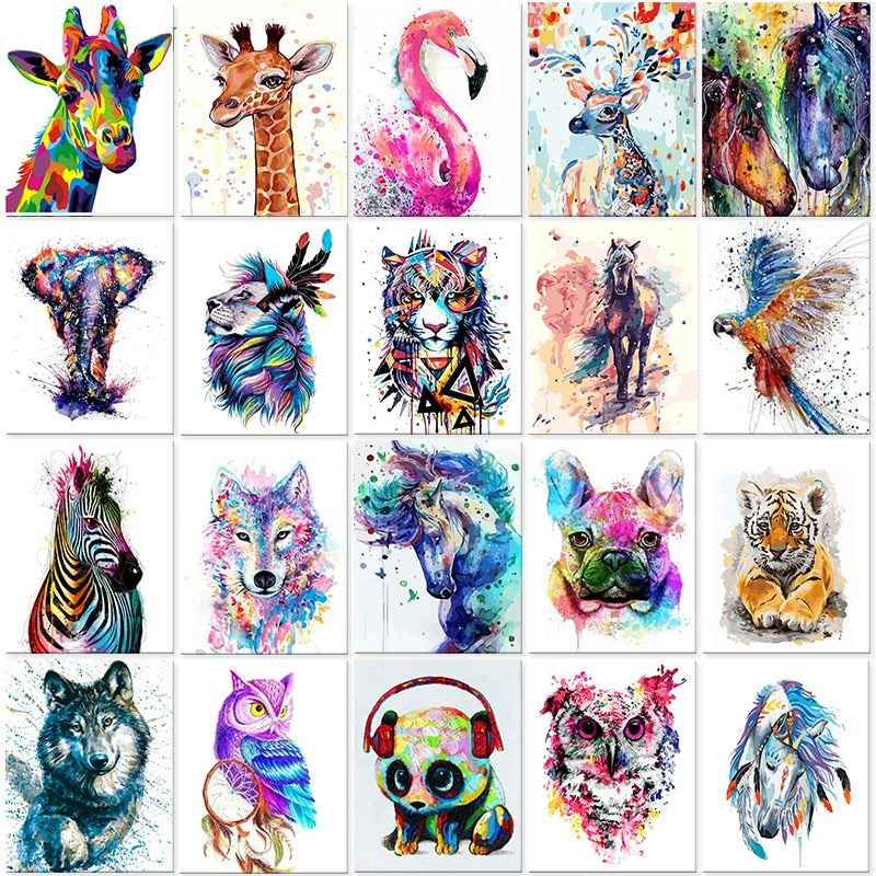 Frameless Painting By Numbers Animals On Canvas Pictures By Numbers Home Decoration DIY minimalism Style