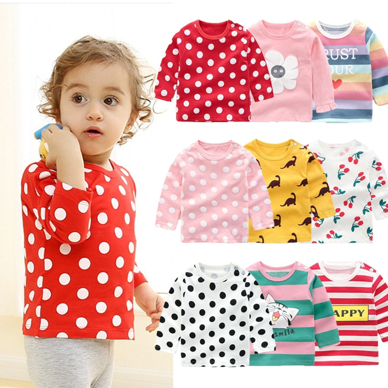 Baby Children's Clothing Cotton Long-sleeved T-shirt Korean Version Cute Tops Tee Underwear Soft Casual Bottoming Shirt