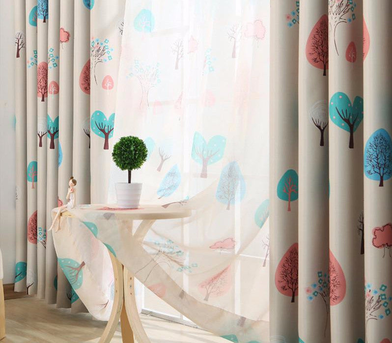Elegant Kids Room Curtains Cartoon Tree Design Window Curtains for Children Baby Girl Boy Gift