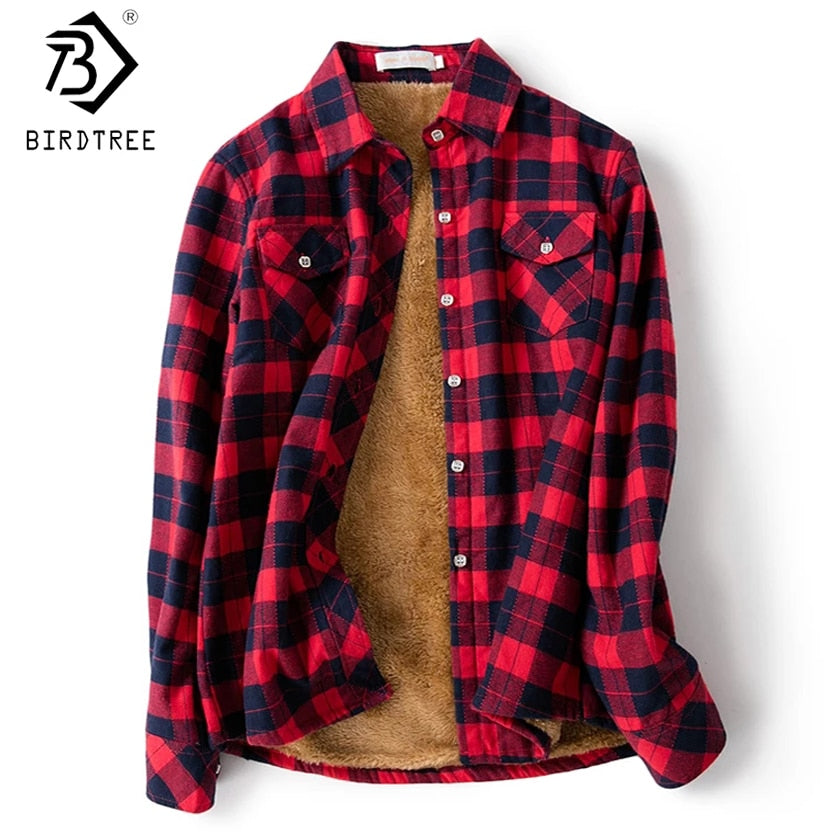 Velvet Thick Warm Plaid Shirt Female Long Sleeve Tops Winter Fleece Casual Check Blouse