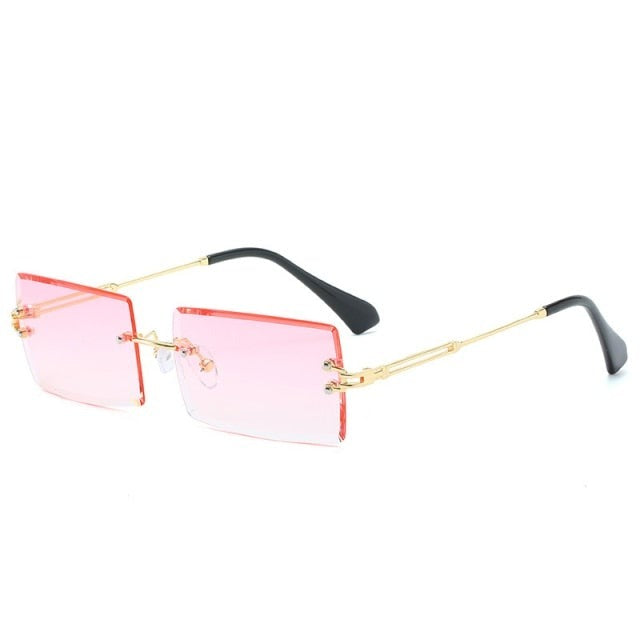 Retro Sunglasses Women Brand Designer Fashion Rimless Gradient Sun Glasses Shades Cutting Lens Ladies Frameless Eyeglasses