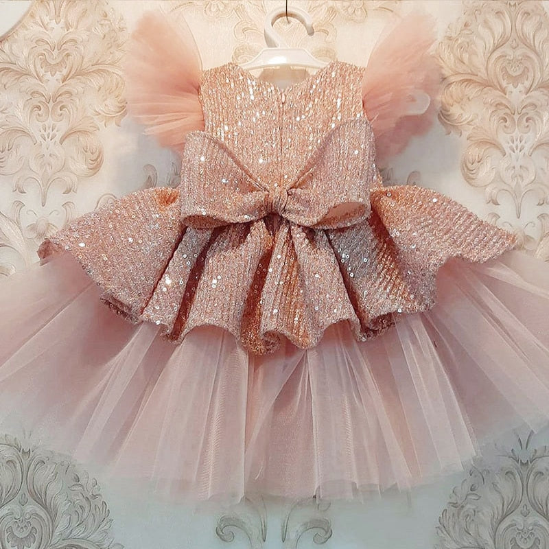 Christmas Sequin Cake Double Baby Girl Dress 1 Year Birthday Dress New Christmas Sequin Cake Double Baby Girl Dress 1 Year Birthday Dress New