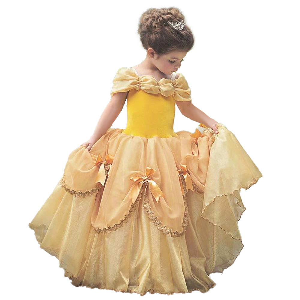 Fancy Girl Princess Dresses Beauty Belle Cosplay Costume Snow Christmas Halloween Princess Dress up Children Party Clothes